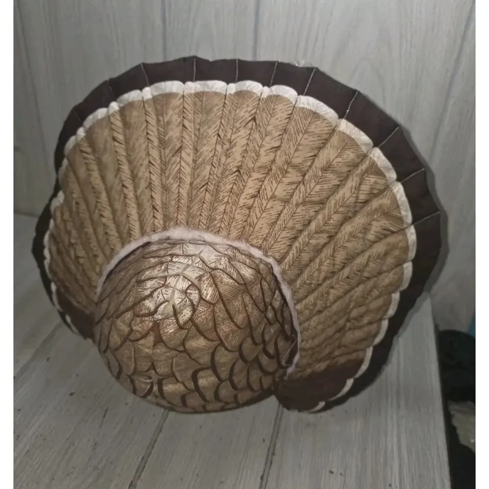 Vintage Handmade Stuffed Fabric Turkey THANKSGIVING Centerpiece Plush 14” Kitsch
